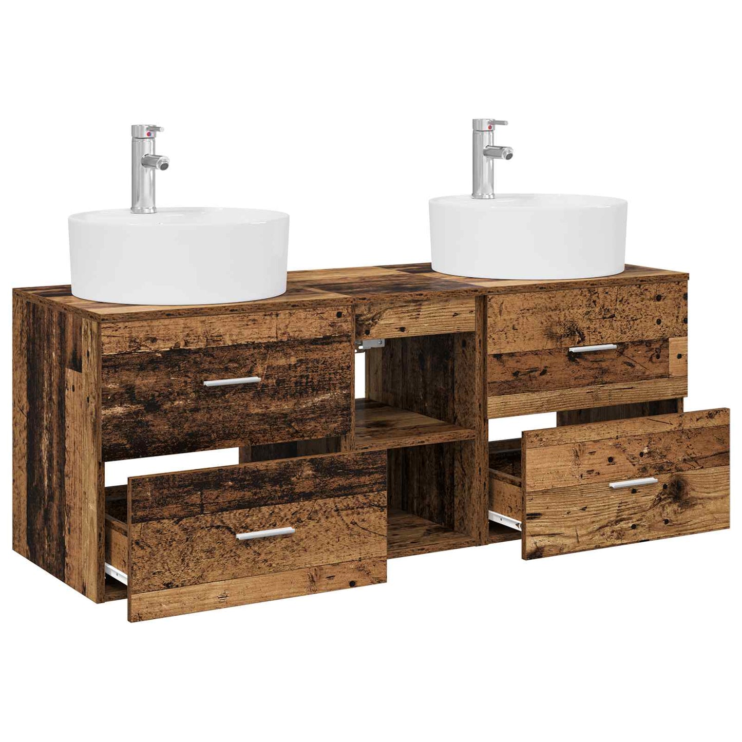 Baderomsskapsett 3 stk. Gammelt tre 49,5 x 44,5 x 65 cm
