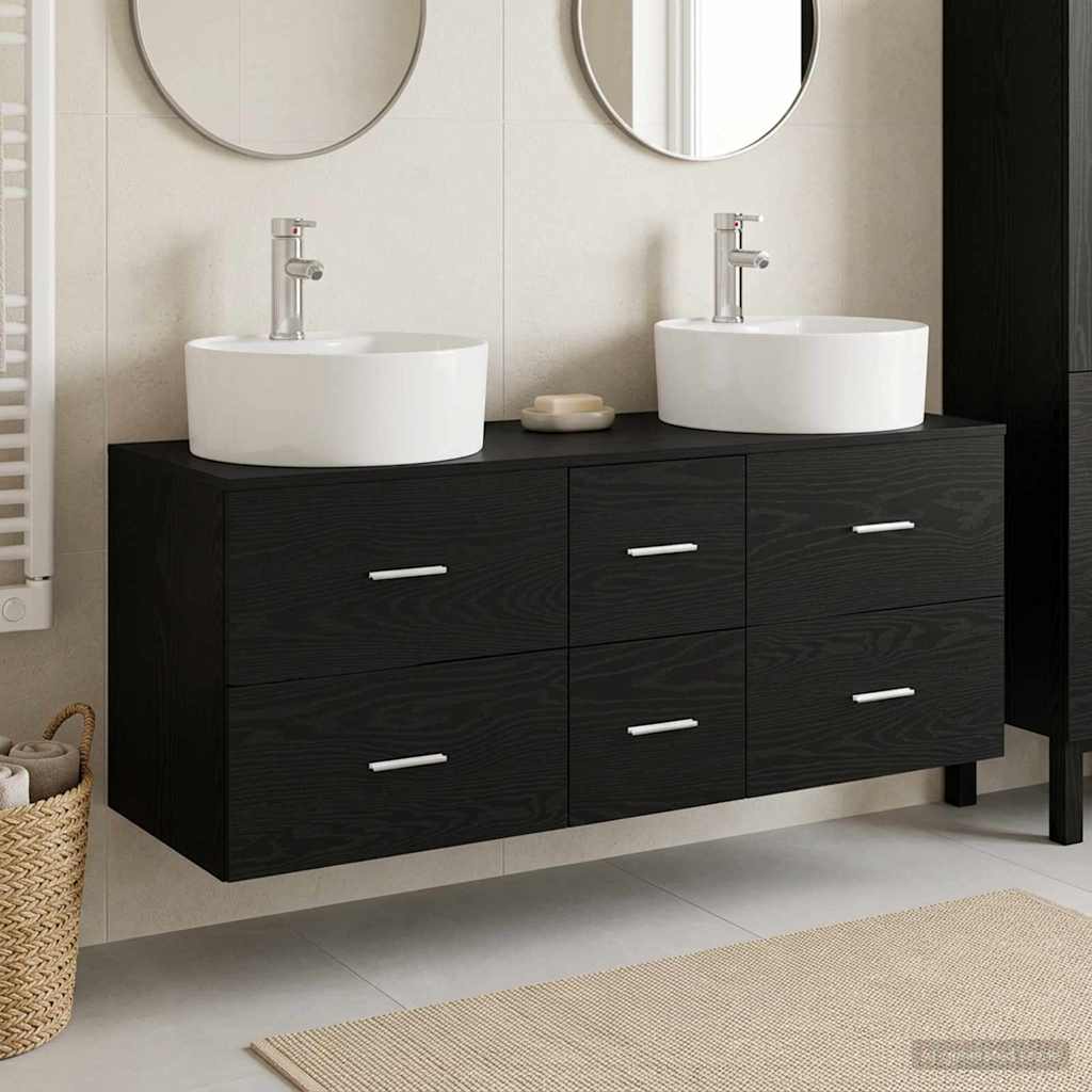 Baderomsinnredningssett 3 stk. Svart 49,5 x 44,5 x 65 cm