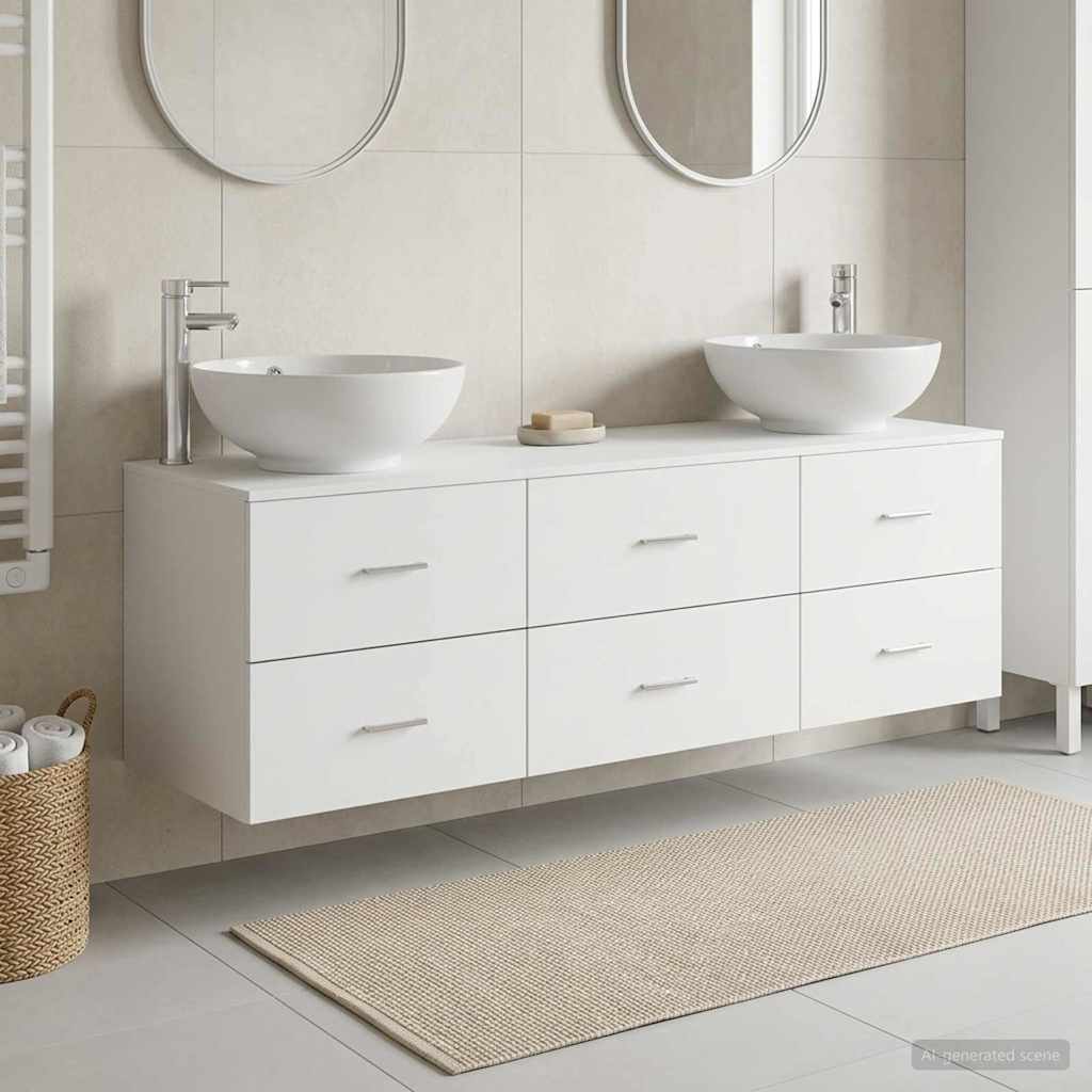 Baderomsinnredningssett 3 stk. Hvit 49,5 x 44,5 x 65 cm