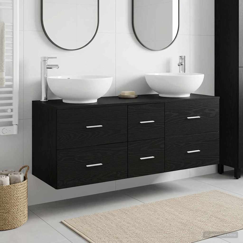 Baderomsinnredningssett 3 stk. Svart 49,5 x 44,5 x 65 cm