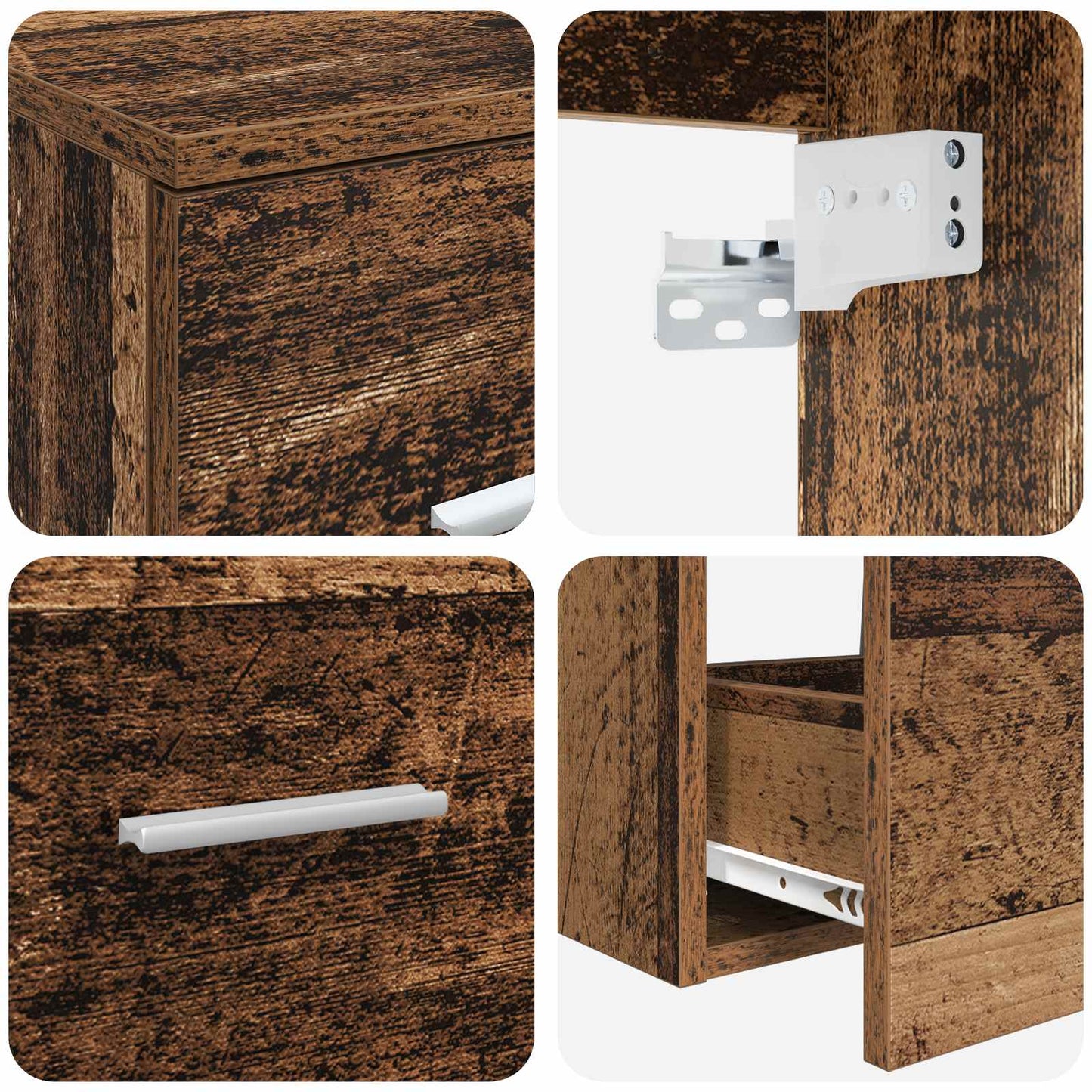 Baderomsinnredningssett 3 stk. Gammelt tre 49,5 x 44,5 x 65 cm
