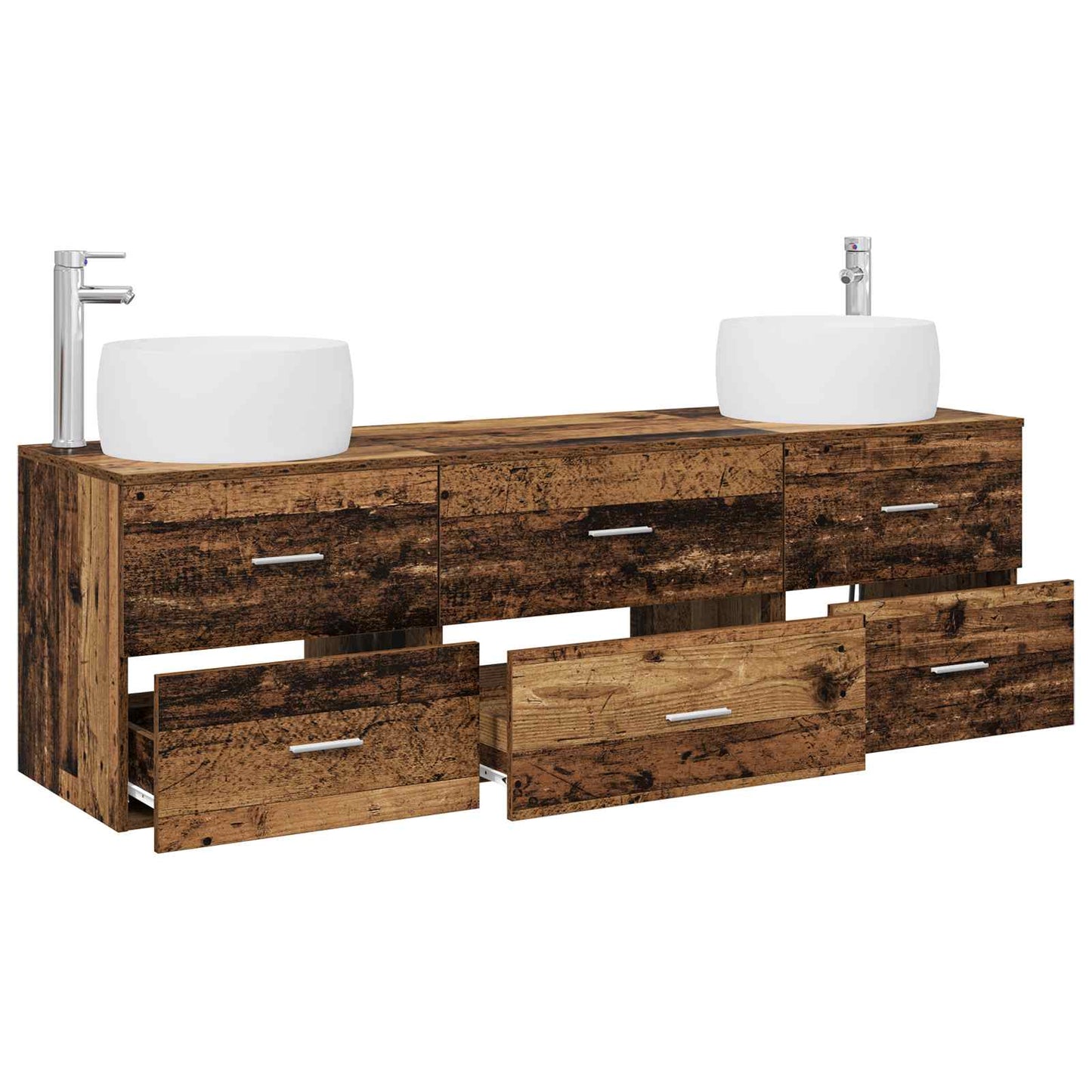 Baderomsinnredningssett 3 stk. Gammelt tre 49,5 x 44,5 x 66 cm