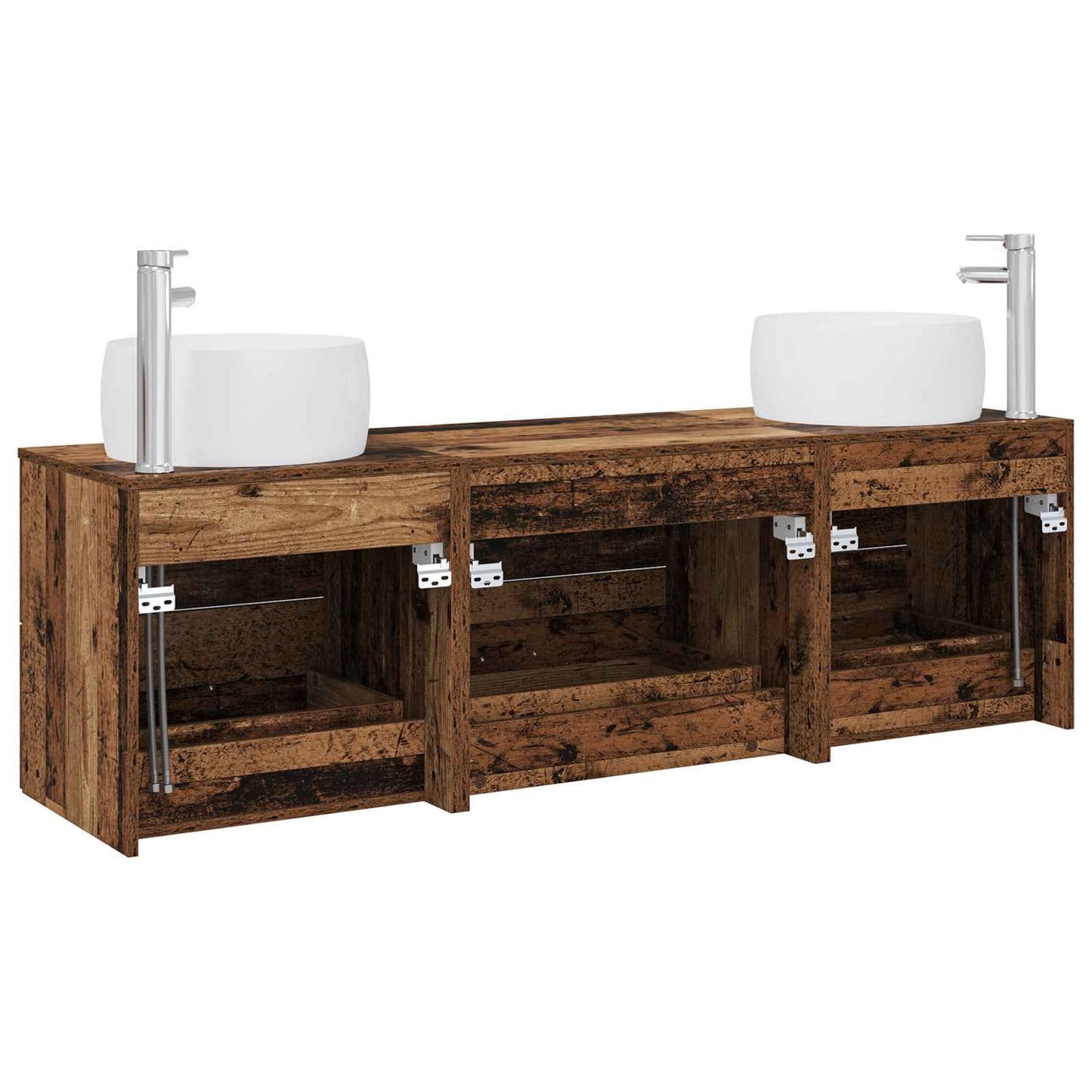 Baderomsinnredningssett 3 stk. Gammelt tre 49,5 x 44,5 x 66 cm