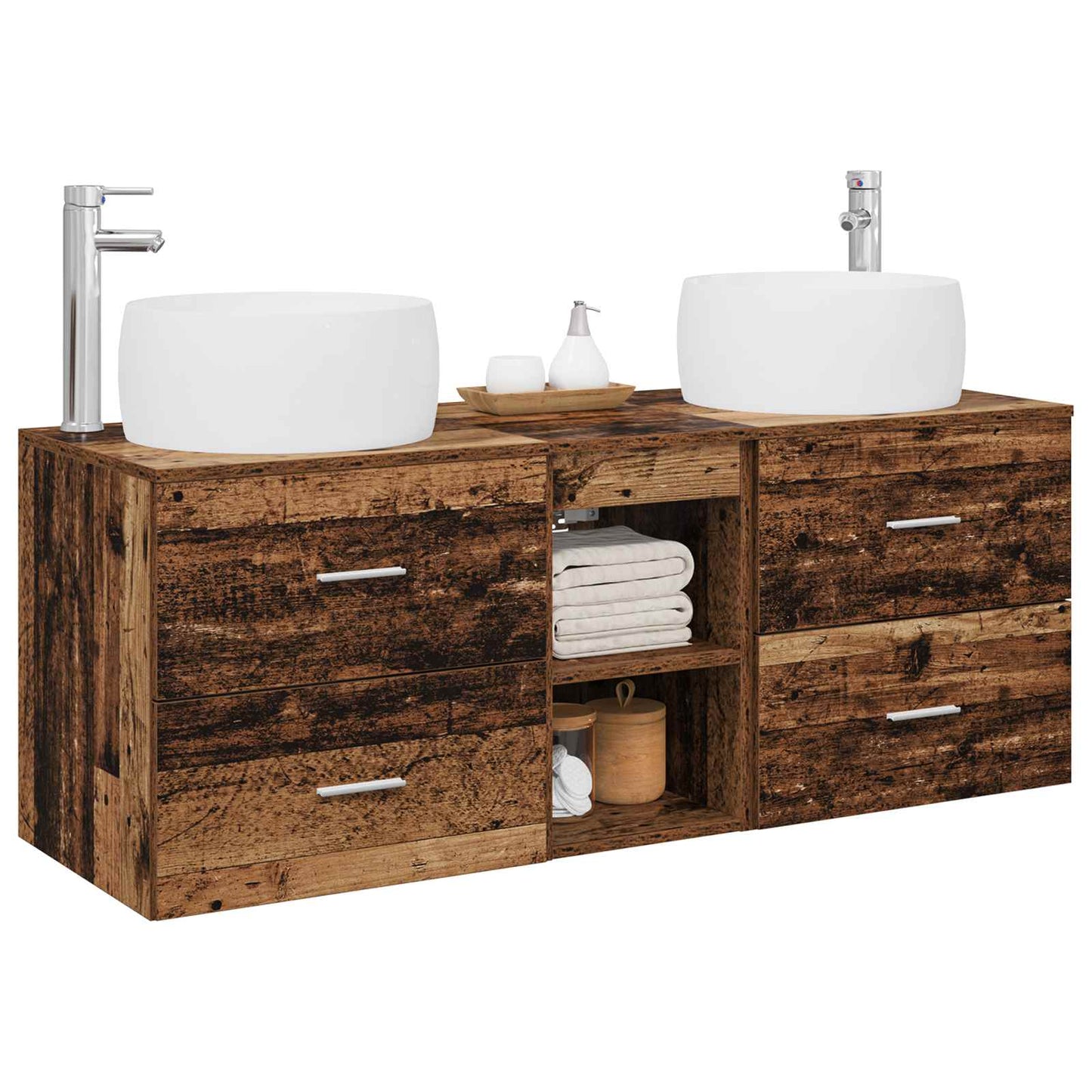 Baderomsinnredningssett 3 stk. Gammelt tre 49,5 x 44,5 x 66 cm