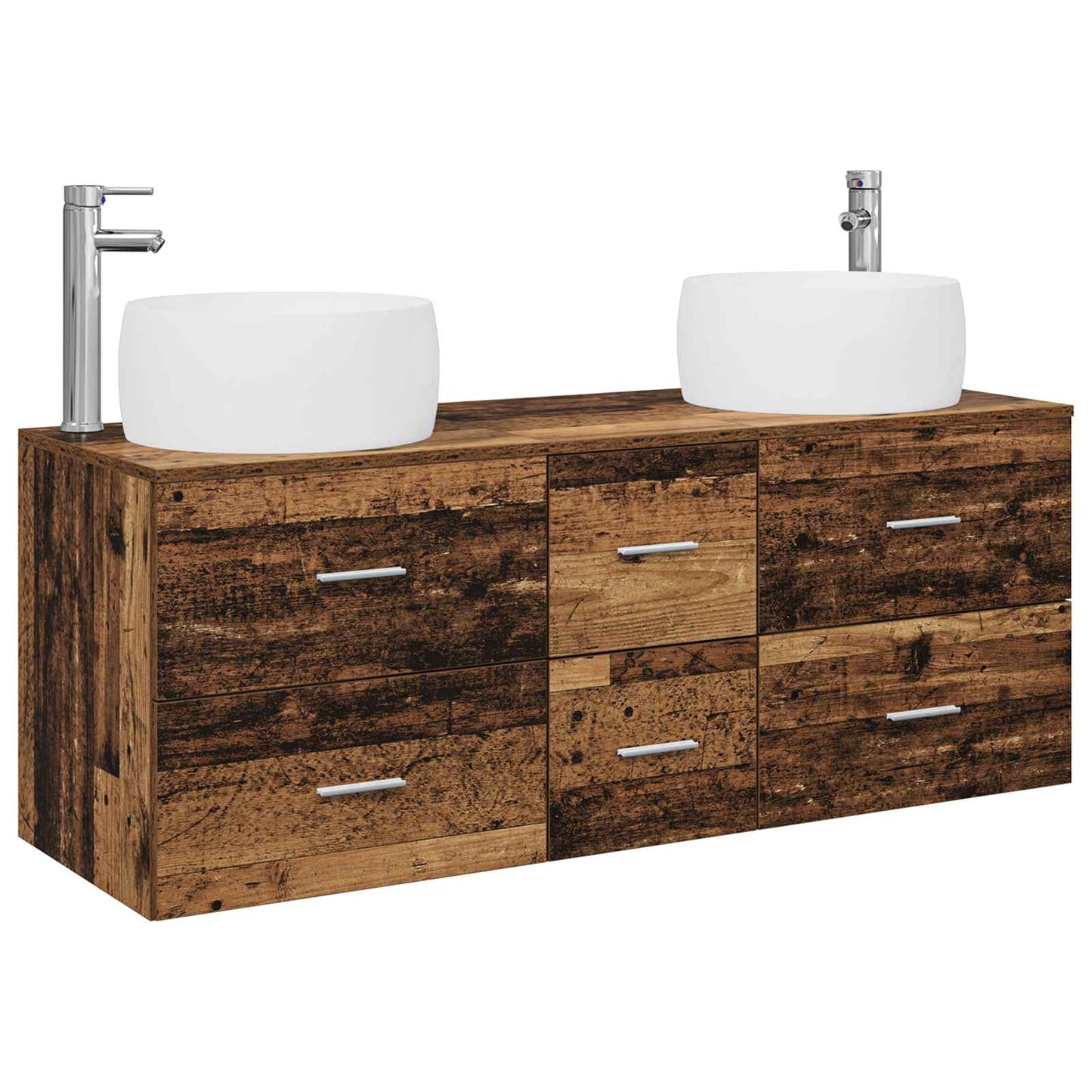 Baderomsinnredningssett 3 stk. Gammelt tre 49,5 x 44,5 x 66 cm