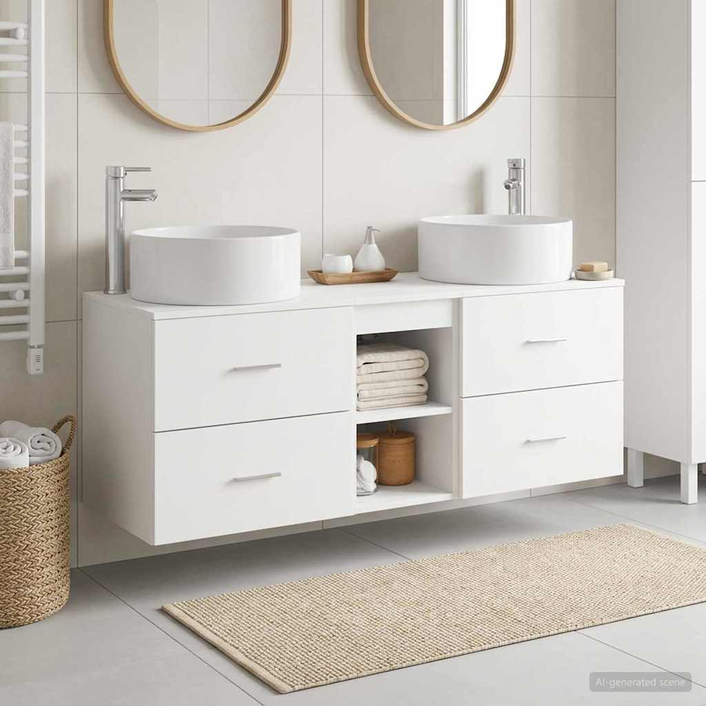 Baderomsinnredningssett 3 stk. Hvit 49,5 x 44,5 x 65,5 cm