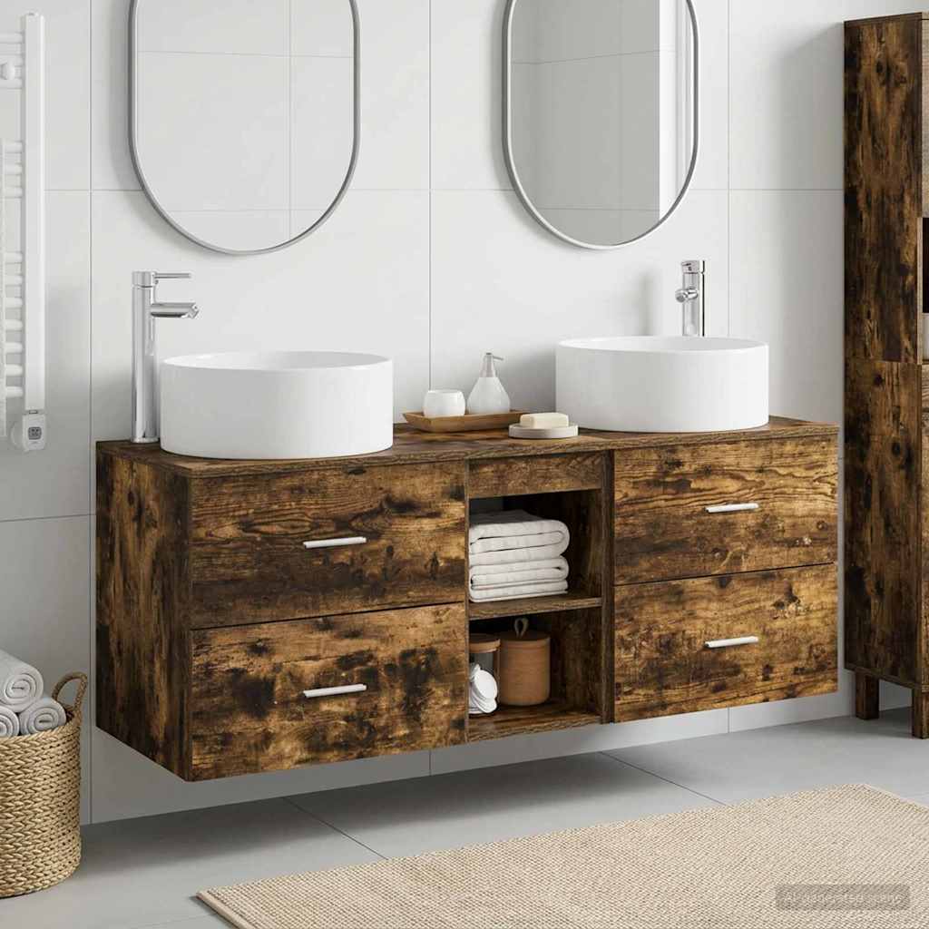 Baderomsinnredningssett 3 stk. Røkt Eik 49,5 x 44,5 x 65,5 cm