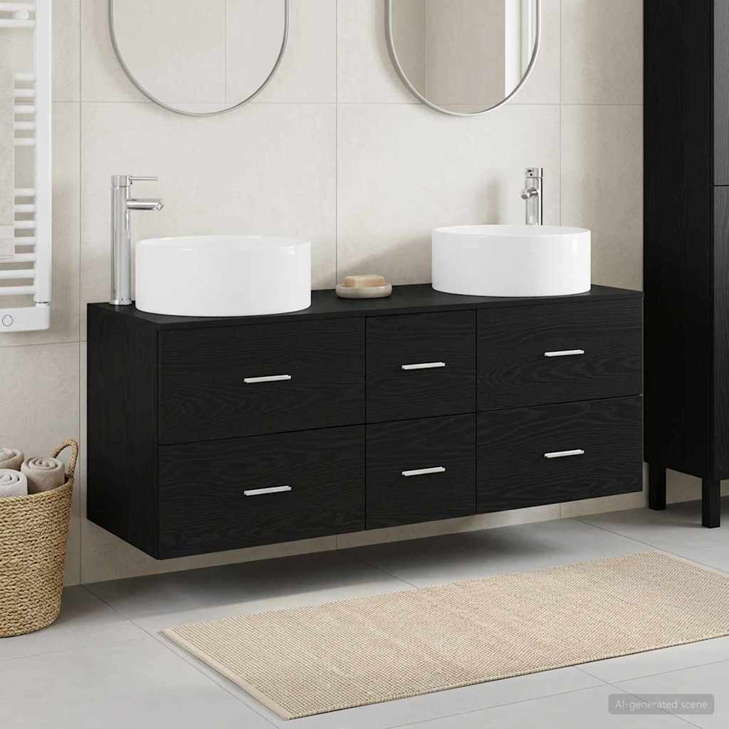 Baderomsinnredningssett 3 stk. Svart 49,5 x 44,5 x 65,5 cm