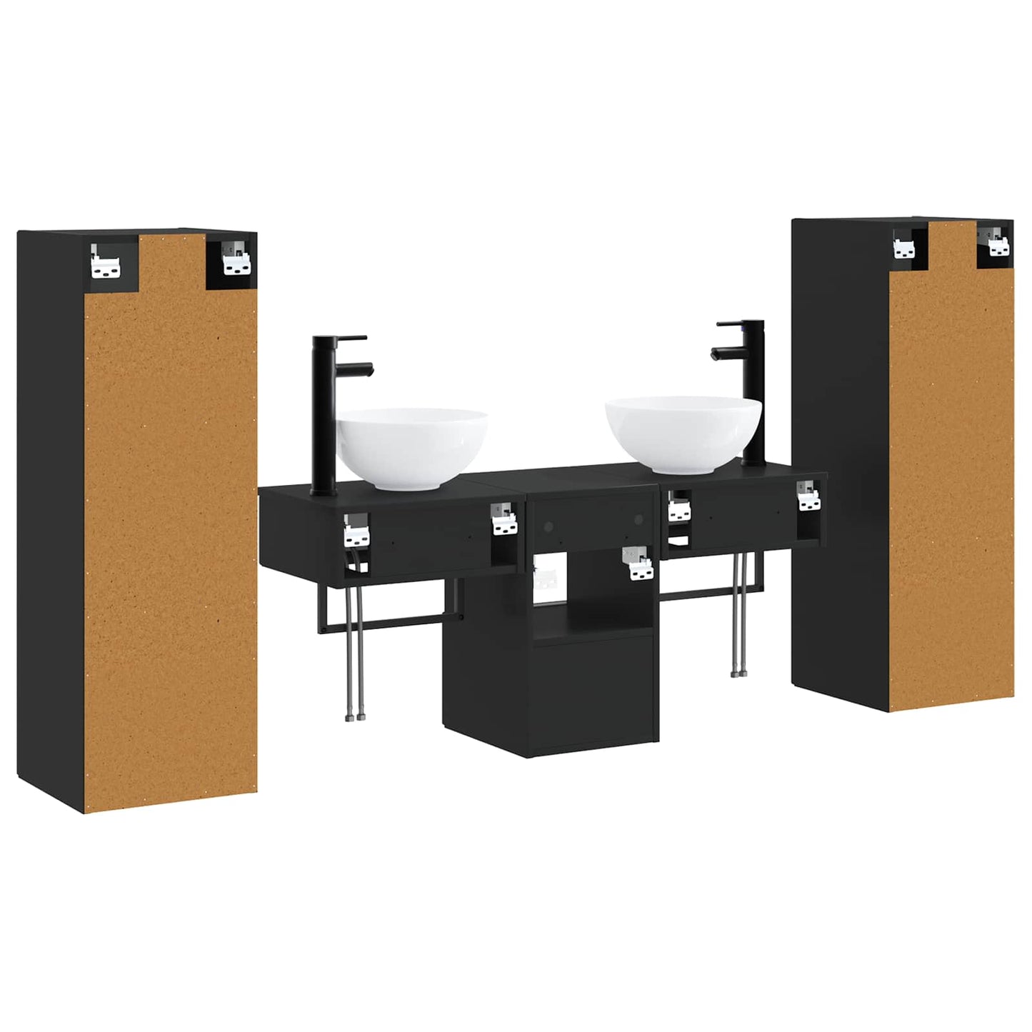 Baderomsinnredningssett 5 stk. Svart 33 x 34,5 x 100 cm