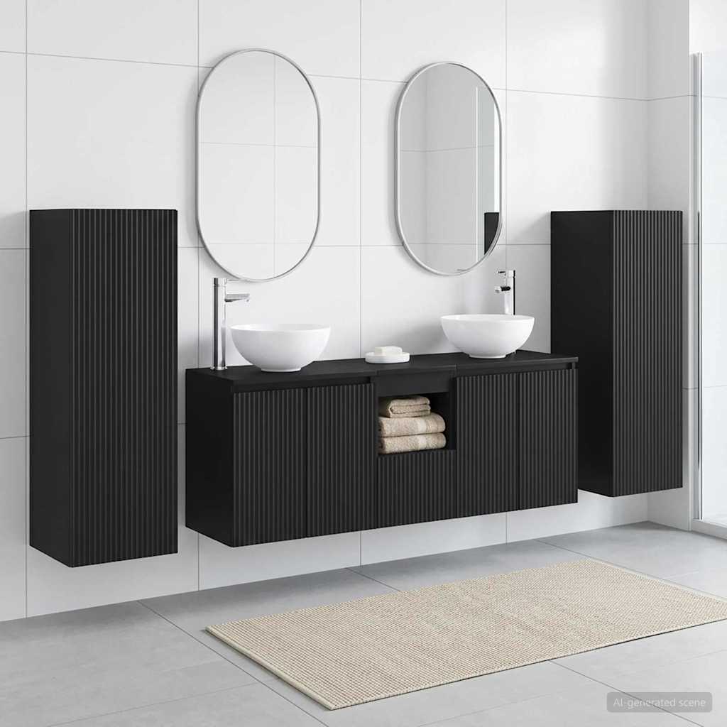 Baderomsinnredningssett 5 stk. Svart 33 x 34,5 x 100 cm