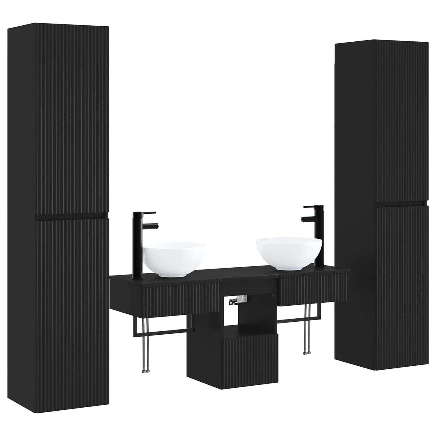 Baderomsinnredningssett 5 stk. Svart 33 x 34,5 x 160 cm