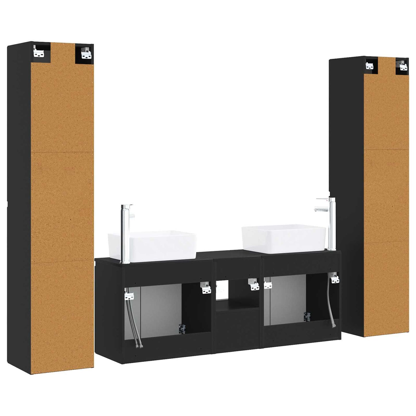 Baderomsinnredningssett 5 stk. Svart 33 x 34,5 x 160 cm