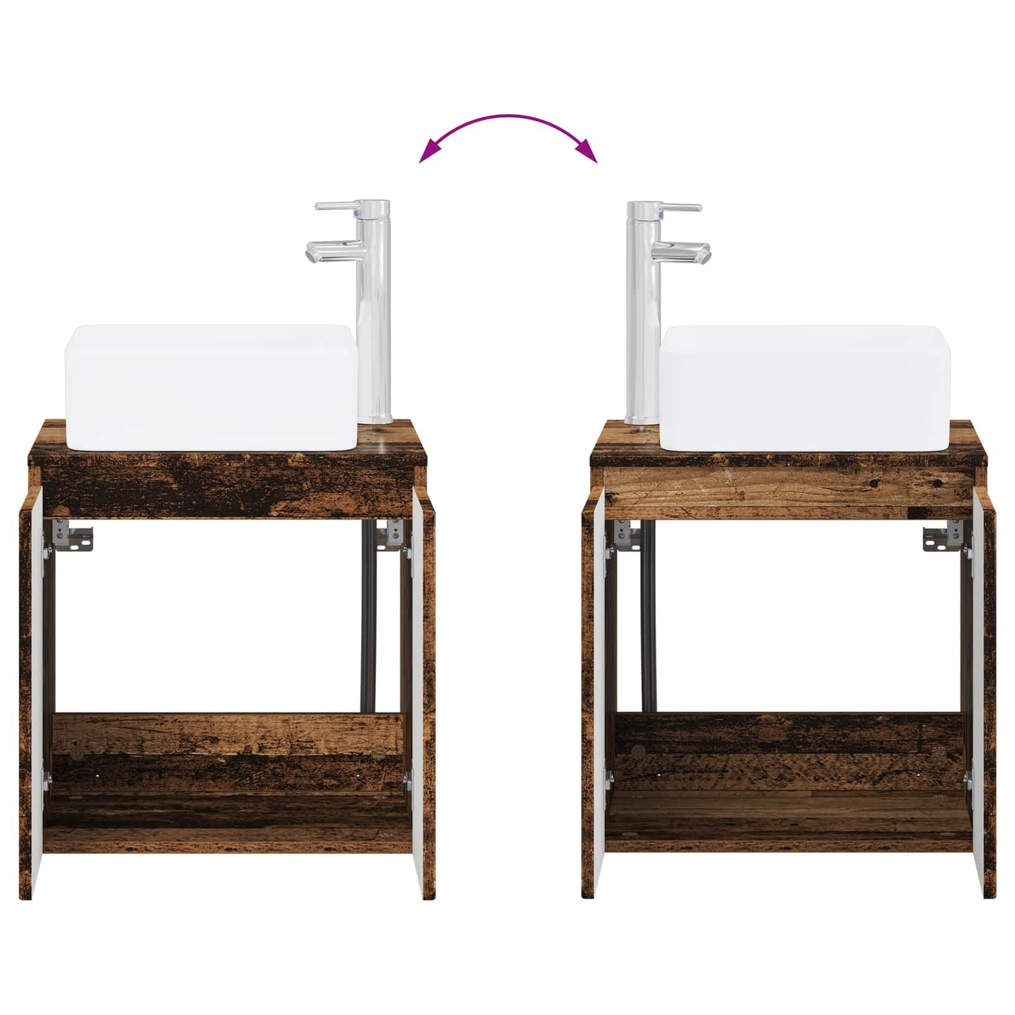 Baderomsinnredningssett 5 stk. Gammelt tre 33 x 34,5 x 160 cm