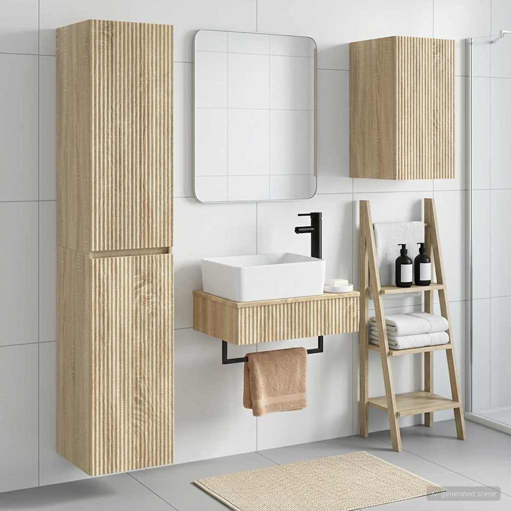 Baderomsinnredningssett 3 stk. Sonoma eik 33 x 34,5 x 160 cm