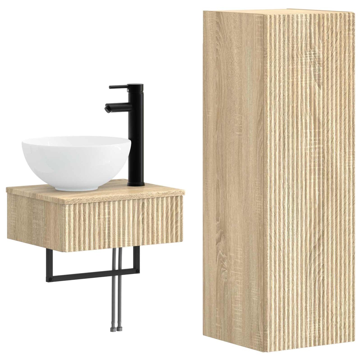 Baderomsinnredningssett 2 stk. Sonoma eik 33 x 34,5 x 100 cm