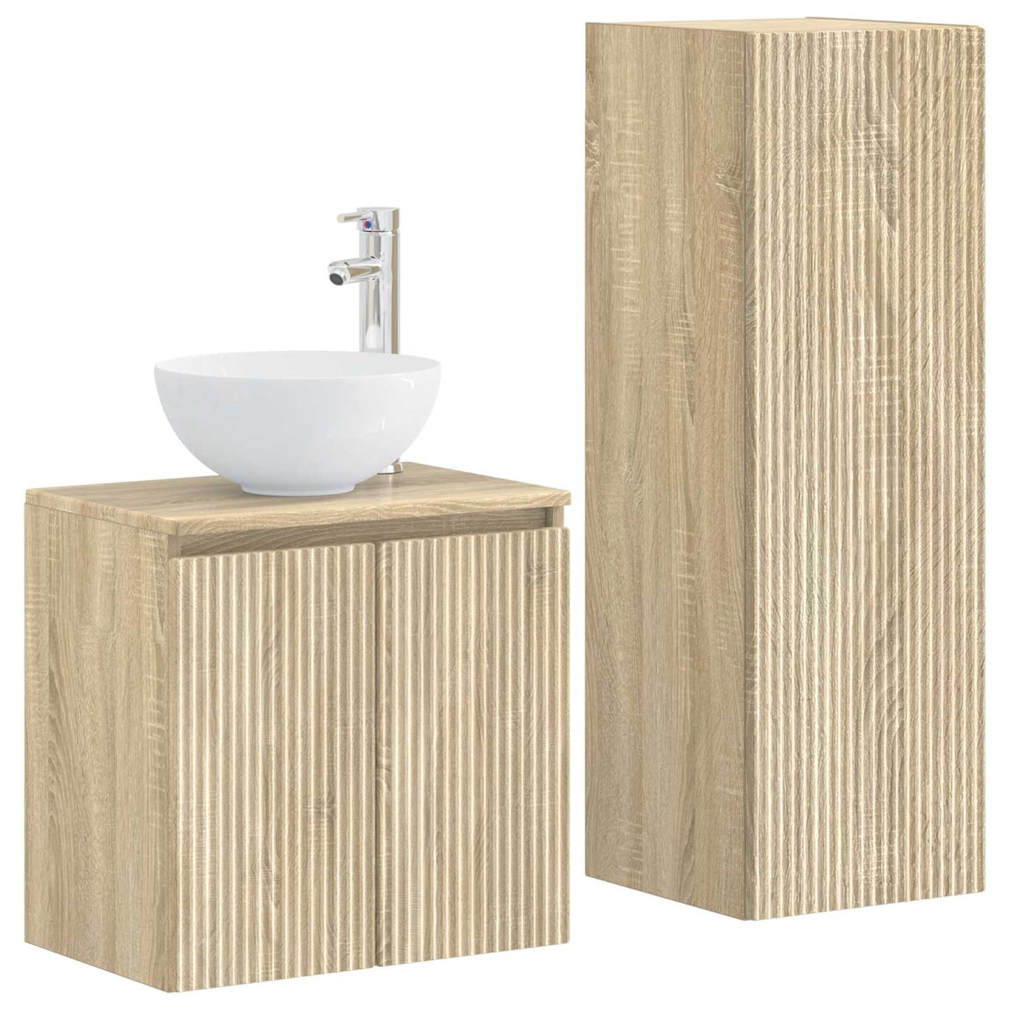 Baderomsinnredningssett 2 stk. Sonoma eik 33 x 34,5 x 100 cm