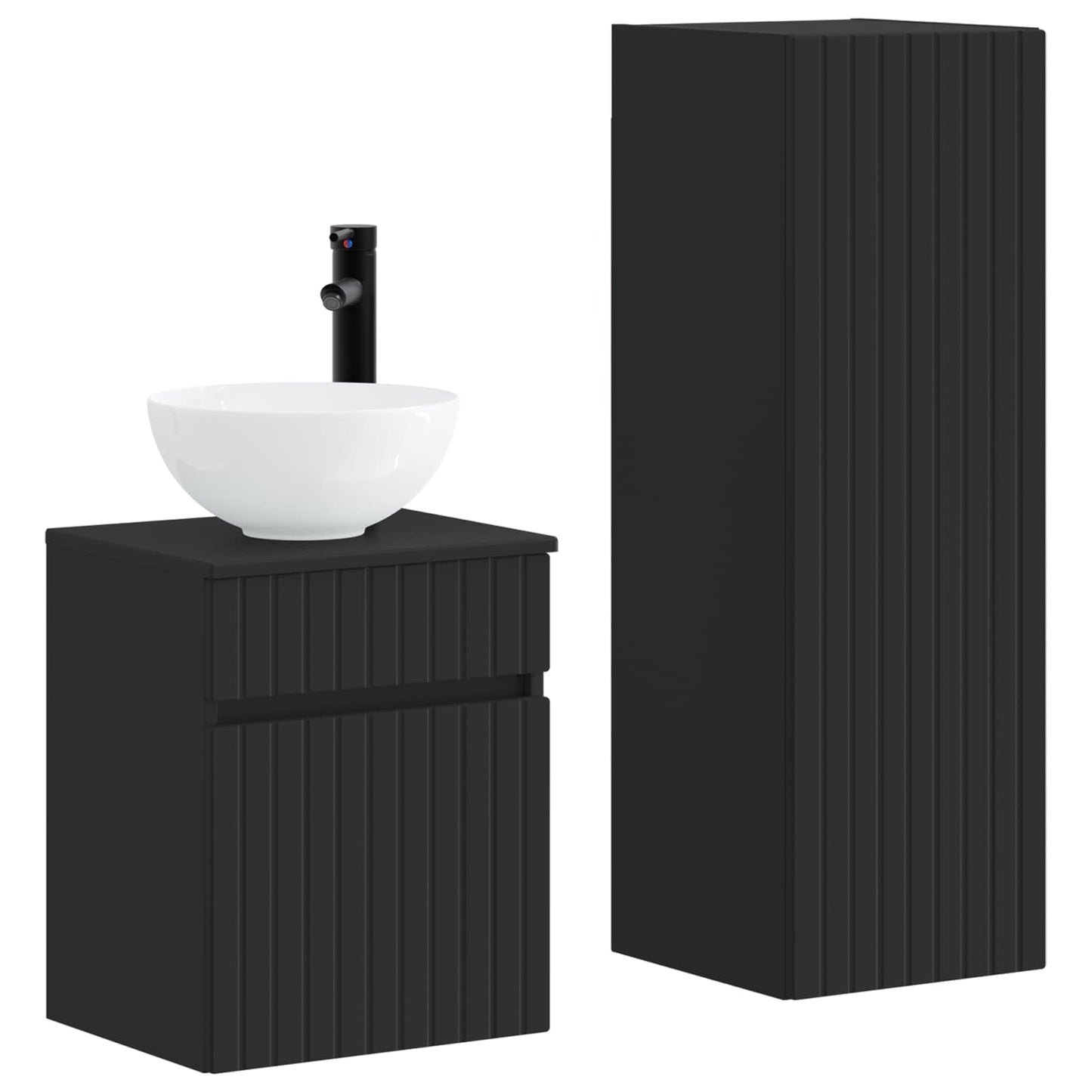 Baderomsinnredningssett 2 stk. Svart 33 x 34,5 x 100 cm
