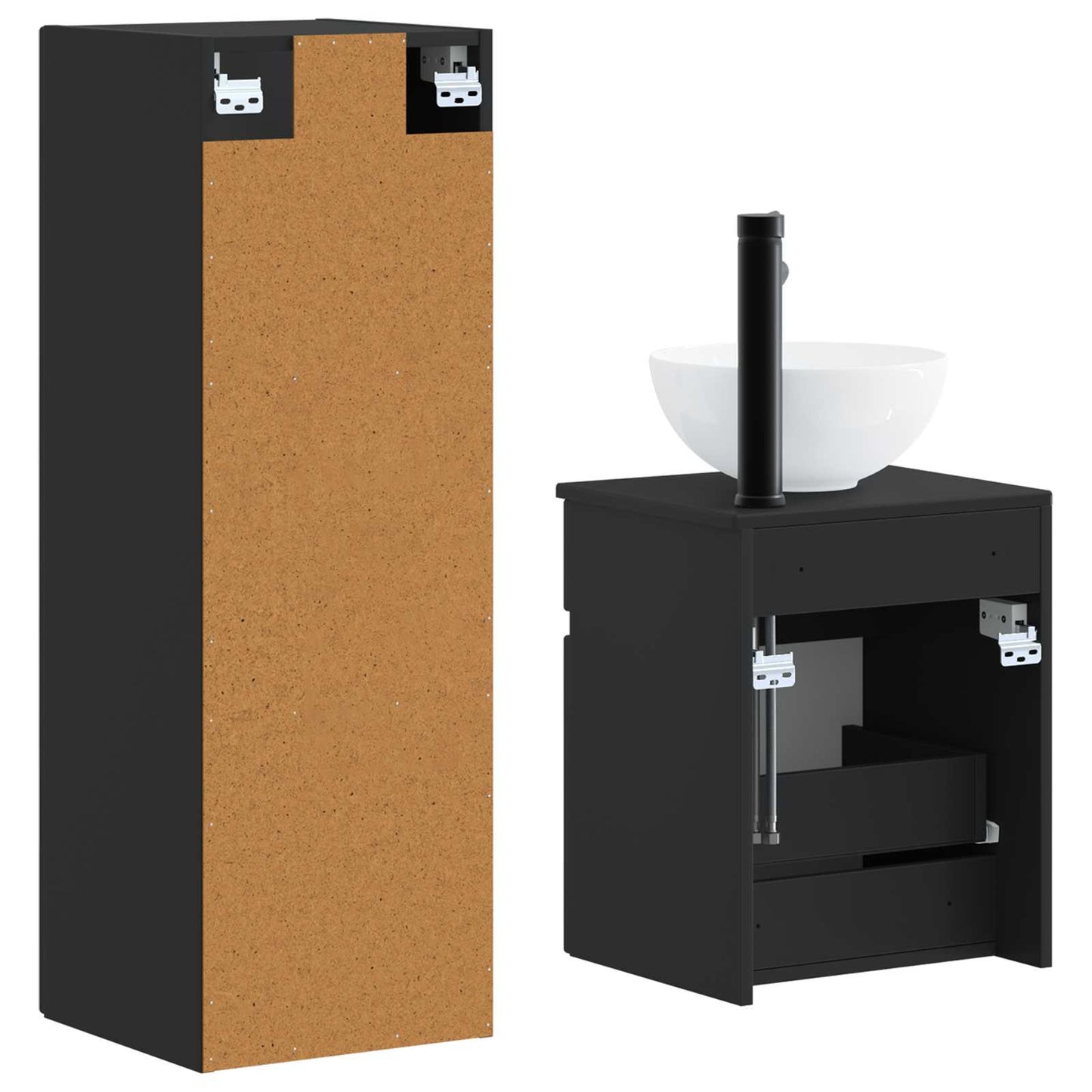 Baderomsinnredningssett 2 stk. Svart 33 x 34,5 x 100 cm