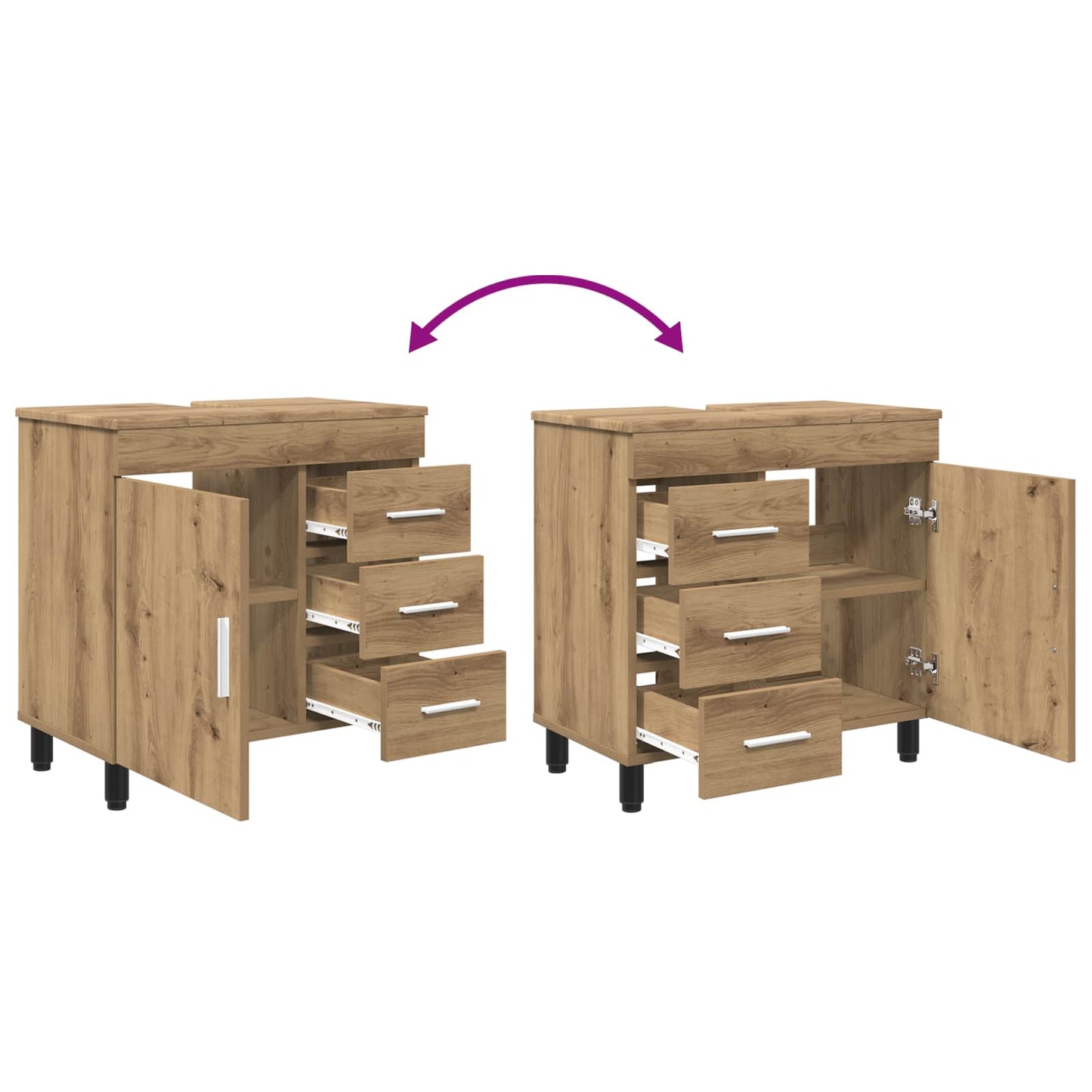 Bad Sminkebord Artisan eik 60 x 35 x 60 cm Konstruert tre