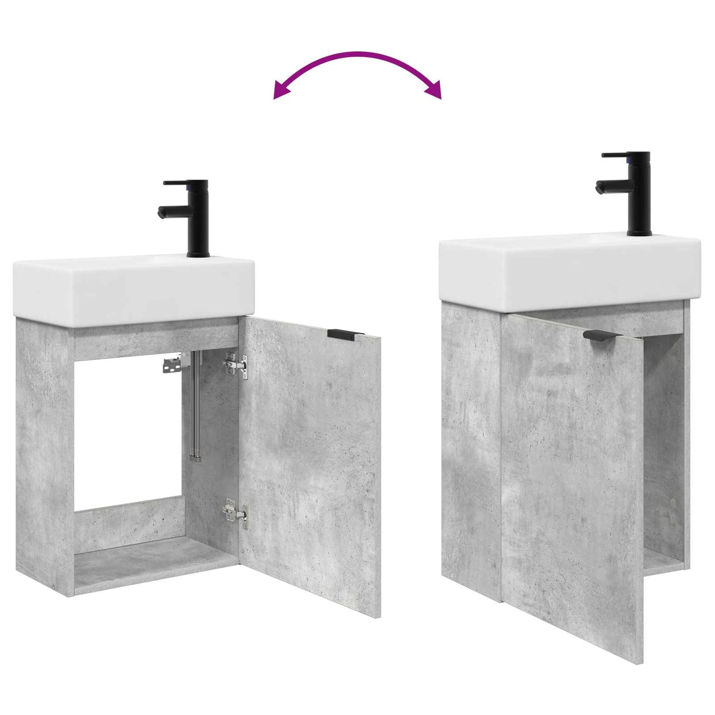 Badeværelses enhet med kran Betonggrå 45,5 x 22,5 x 84 cm