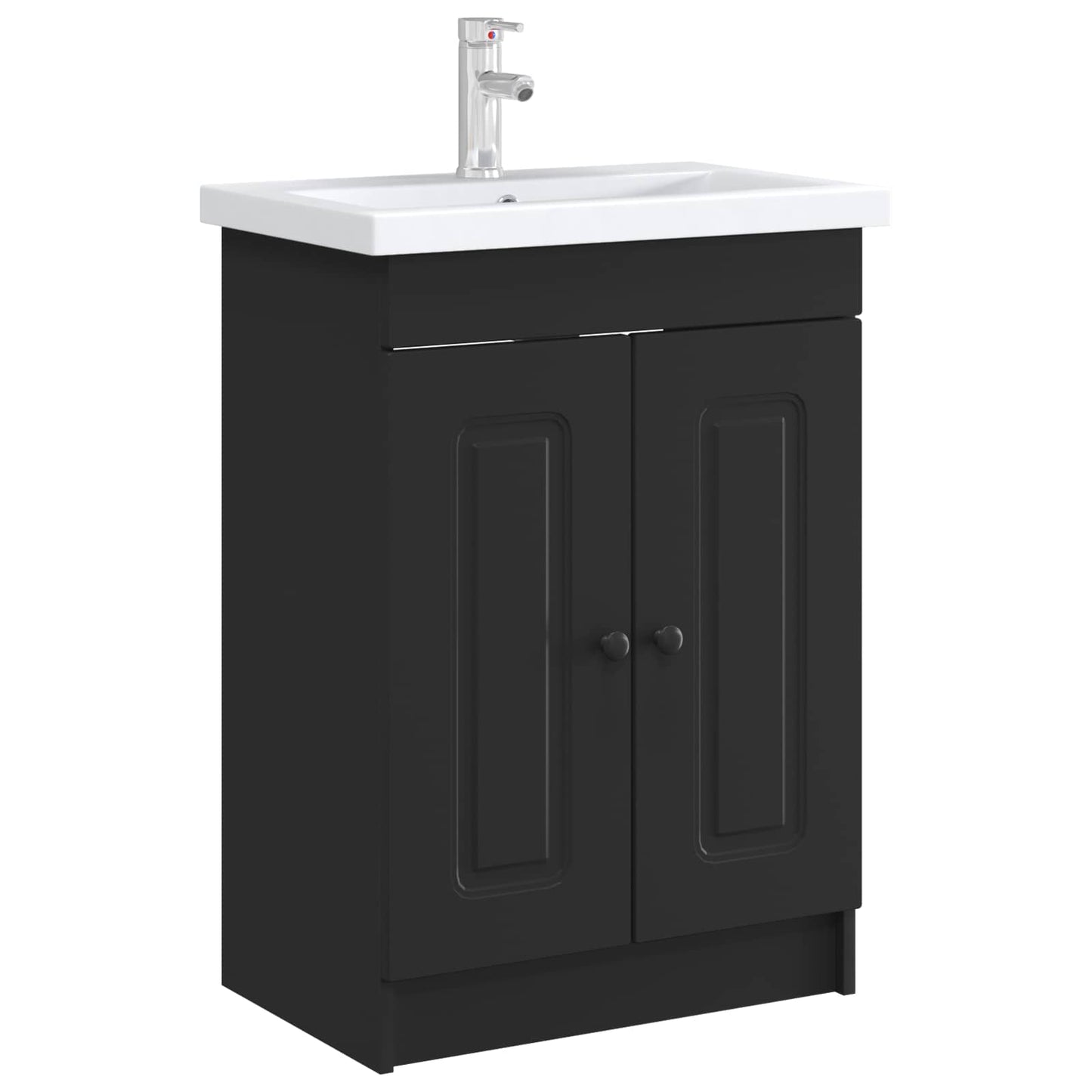 Baderomsskap under vask Svart 56 x 37,5 x 81 cm Konstruert tre