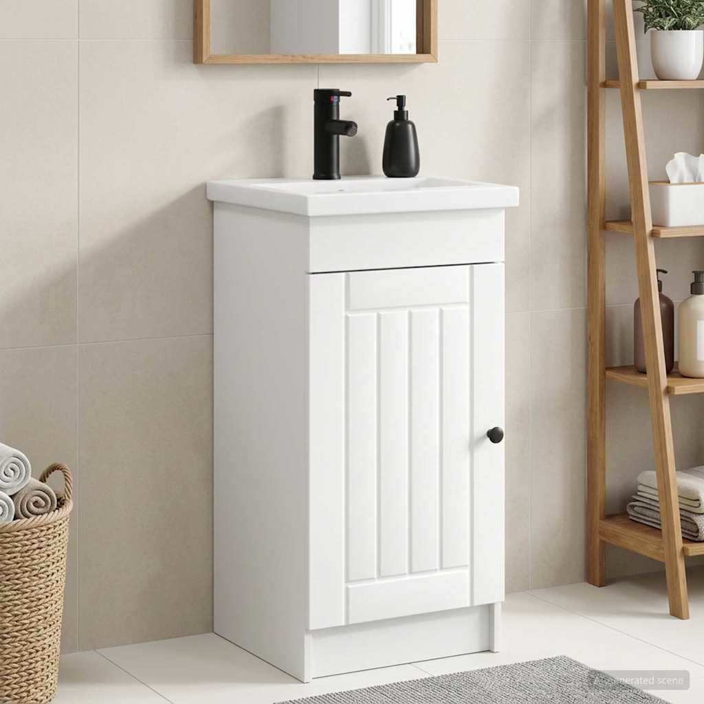 Badmøbel med vask Hvit 42 x 40 x 84,5 cm Konstruert tre