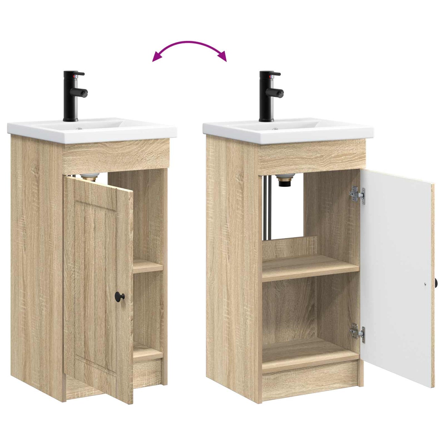 Badmøbel med vask Sonoma eik 42 x 40 x 84,5 cm Konstruert tre
