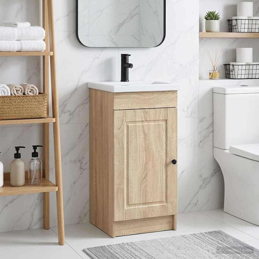 Badmøbel med vask Sonoma eik 42 x 40 x 84,5 cm Konstruert tre
