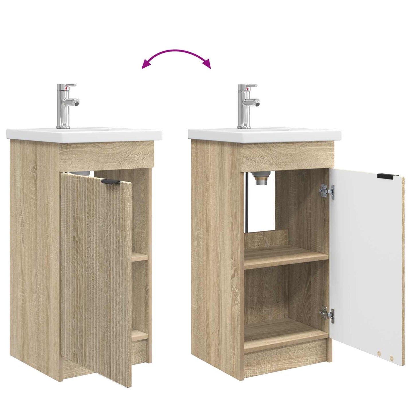 Badmøbel med vask Sonoma eik 42 x 40 x 84,5 cm Konstruert tre