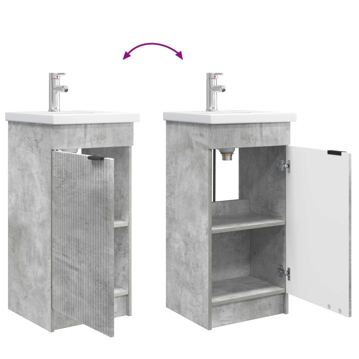 Badmøbel med vask Betonggrå 42 x 40 x 84,5 cm Konstruert tre