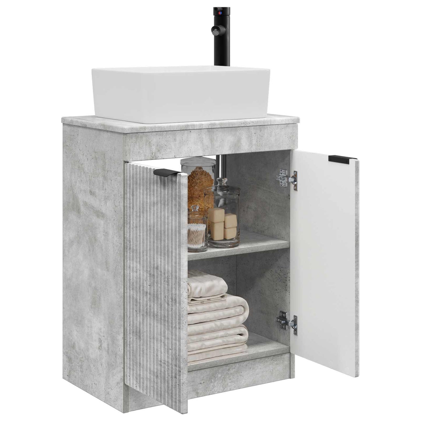 Badmøbel med vask Betonggrå 54 x 35 x 83 cm Konstruert tre