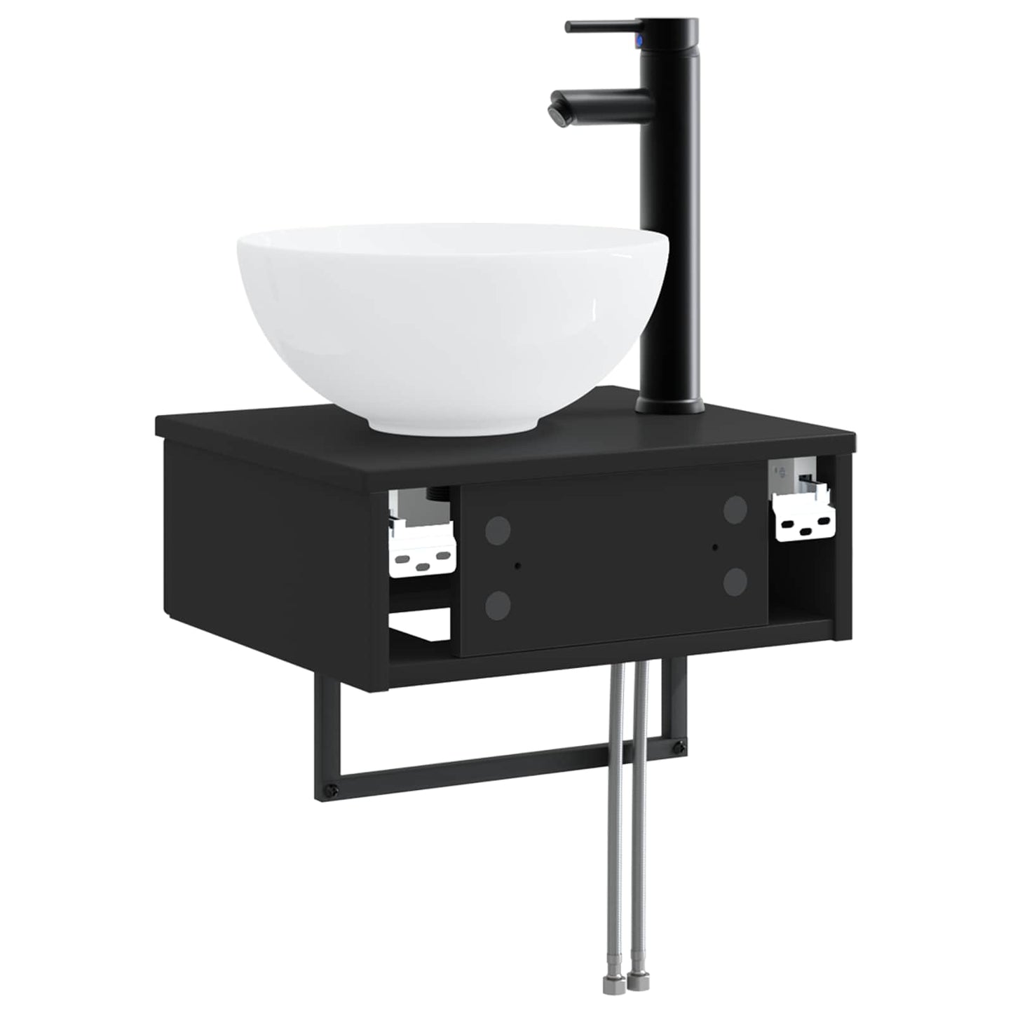 Vegghengt vask Svart 40 x 35 x 39 cm Konstruert tre