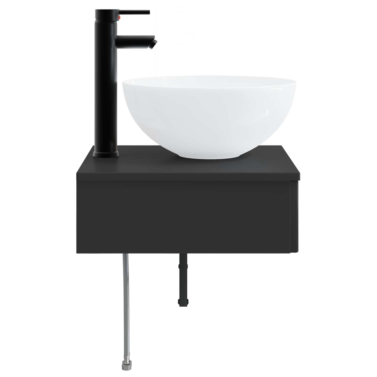 Vegghengt vask Svart 40 x 41 x 40,5 cm Konstruert tre