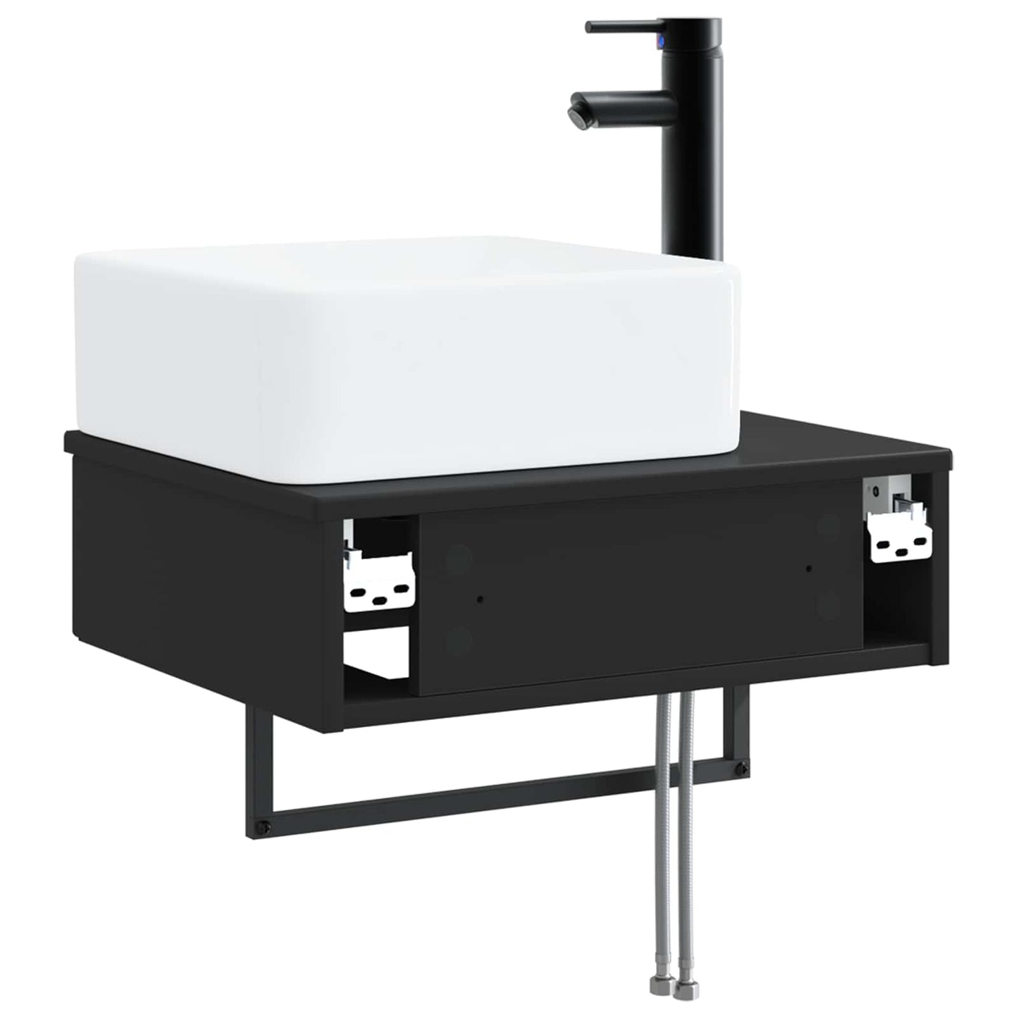 Vegghengt vask Svart 50 x 41 x 39 cm Konstruert tre