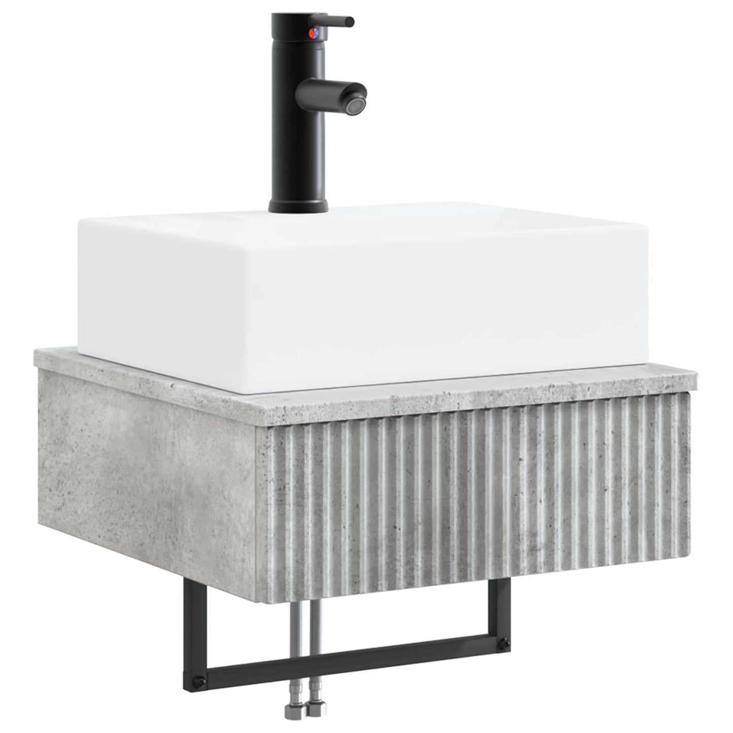Vegghengt vask Betonggrå 40 x 41 x 39 cm Konstruert tre