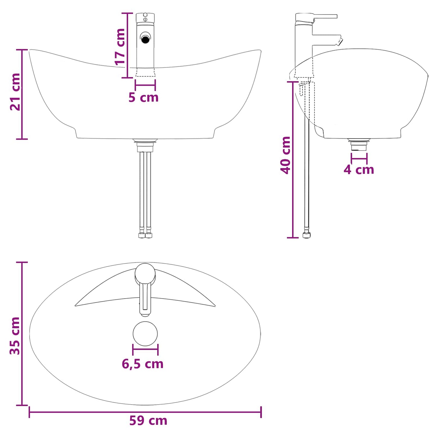 Vaskeservant for bad Krom 59 x 35 x 21 cm Metall