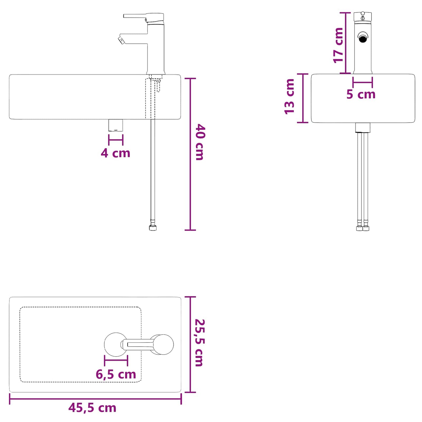 Vaskeservant for bad Krom 45,5 x 25,5 x 13 cm Metall