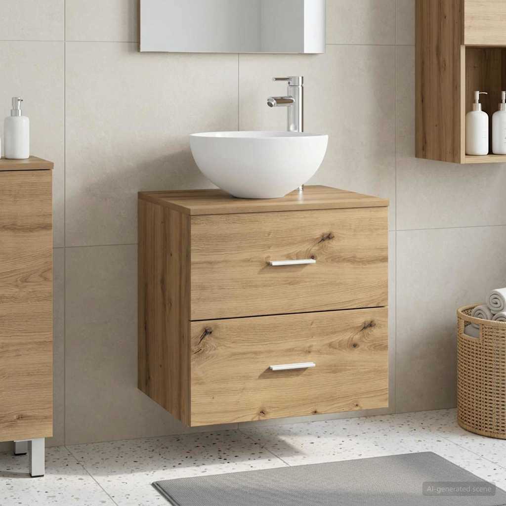 Vegghengt servant med skap Artisan eik 49,5 x 35 x 63 cm