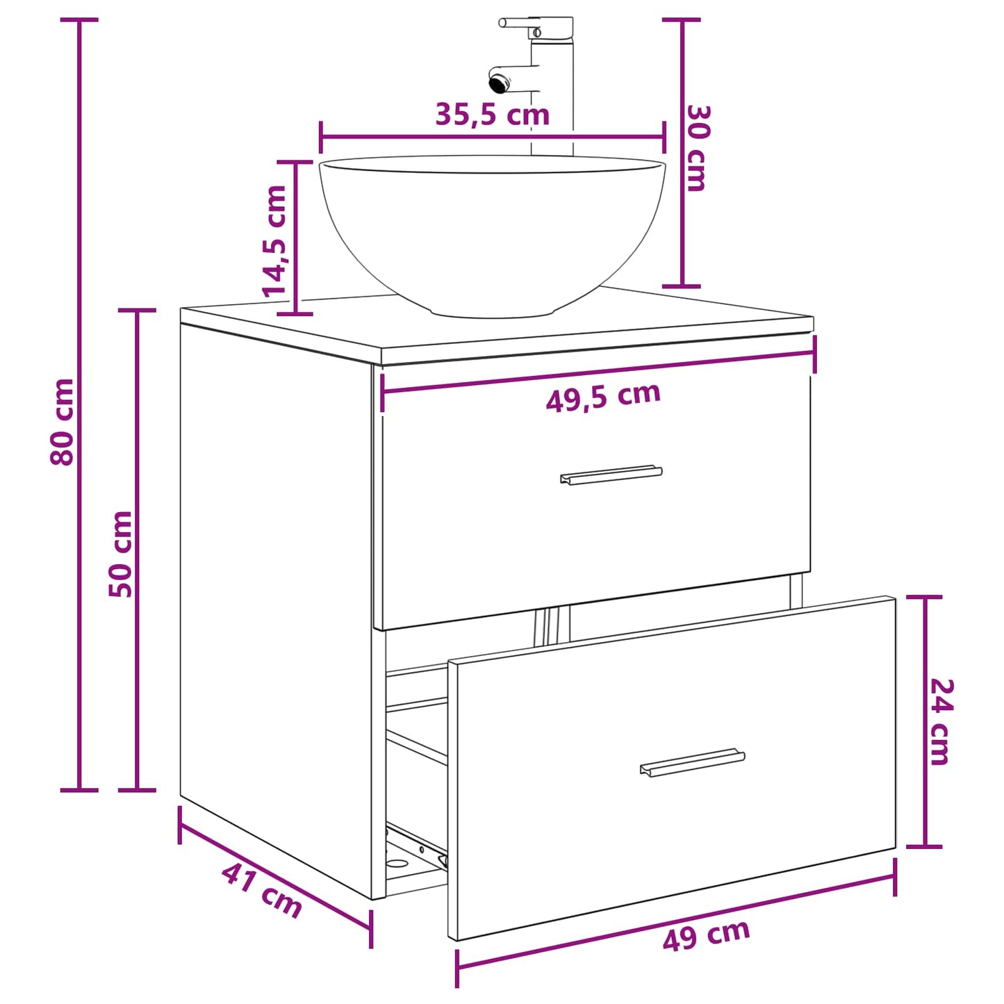 Vegghengt vaskeservant Hvit 49,5 x 41 x 64,5 cm Konstruert tre