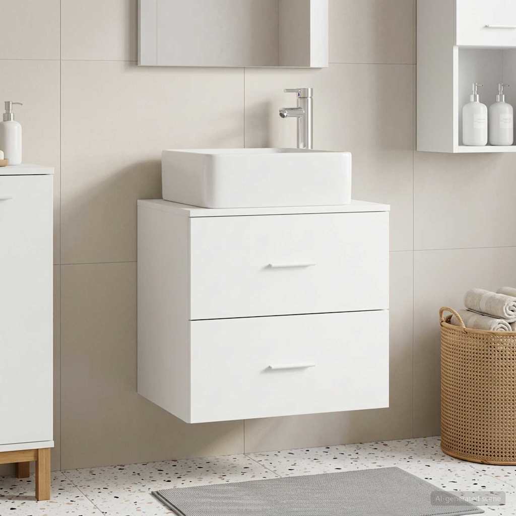 Vegghengt vaskeservant Hvit 49,5 x 41 x 63 cm Konstruert tre