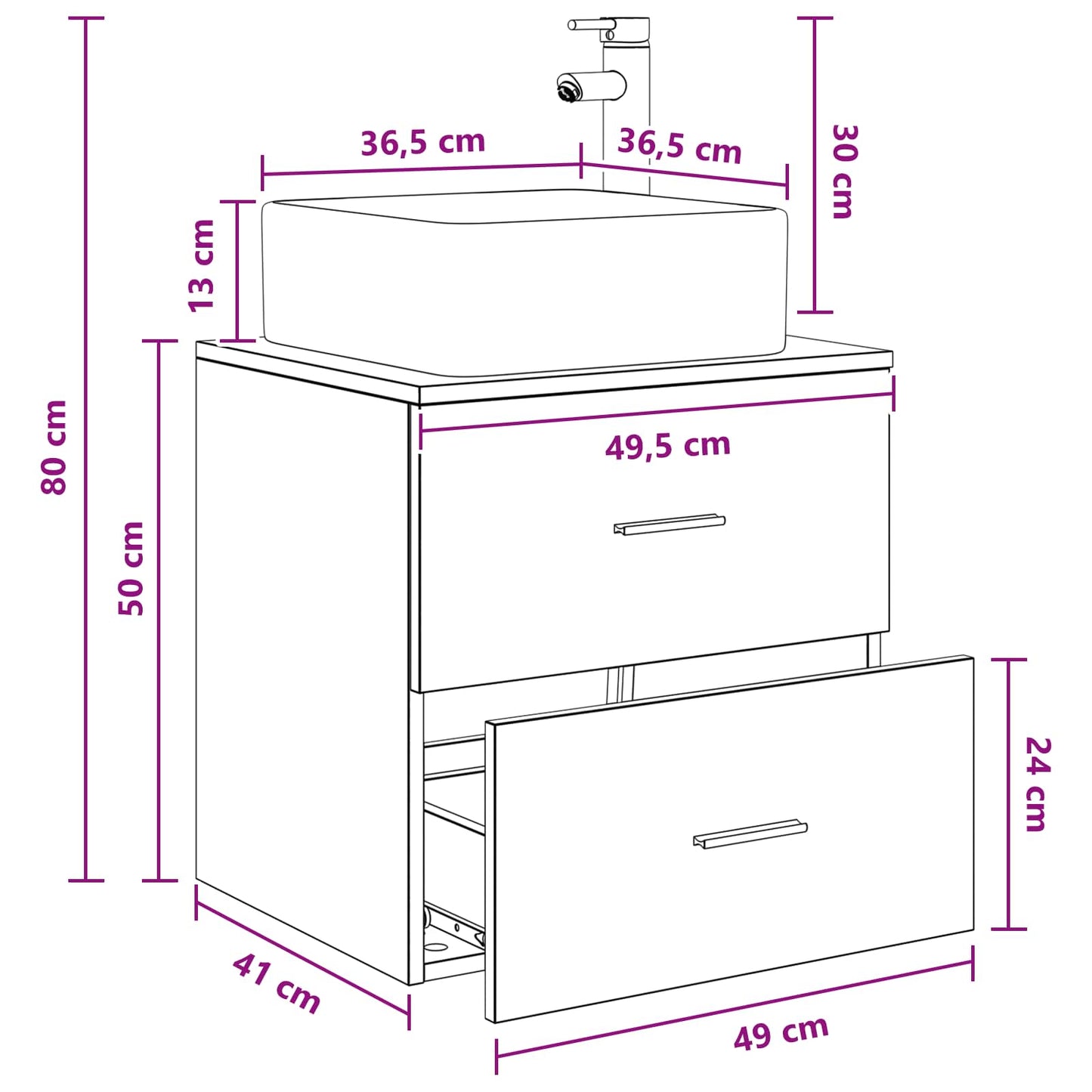 Vegghengt vaskeservant Gammelt tre 49,5 x 41 x 63 cm