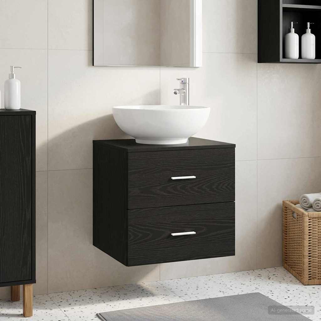 Vegghengt vaskeservant Svart eik 49,5 x 44,5 x 66,5 cm