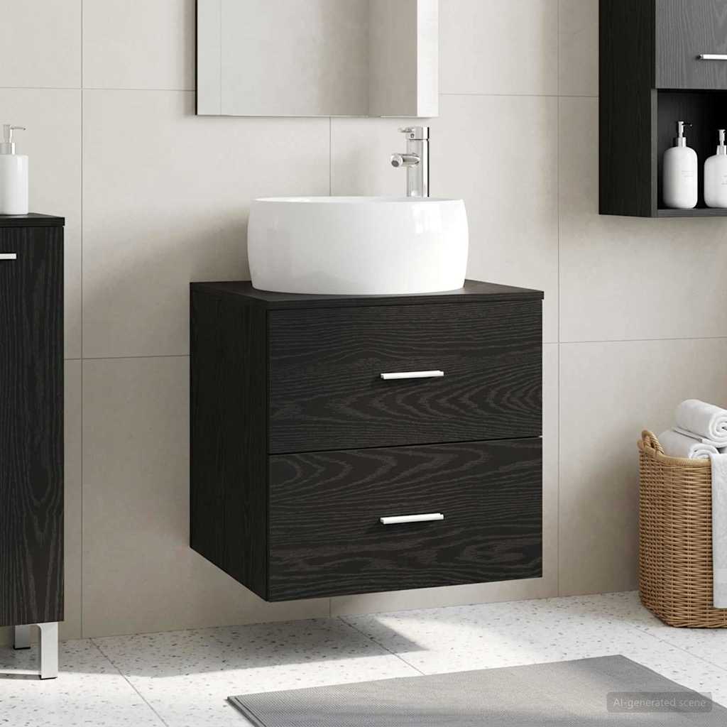 Vegghengt vaskeservant Svart eik 49,5 x 44,5 x 66 cm