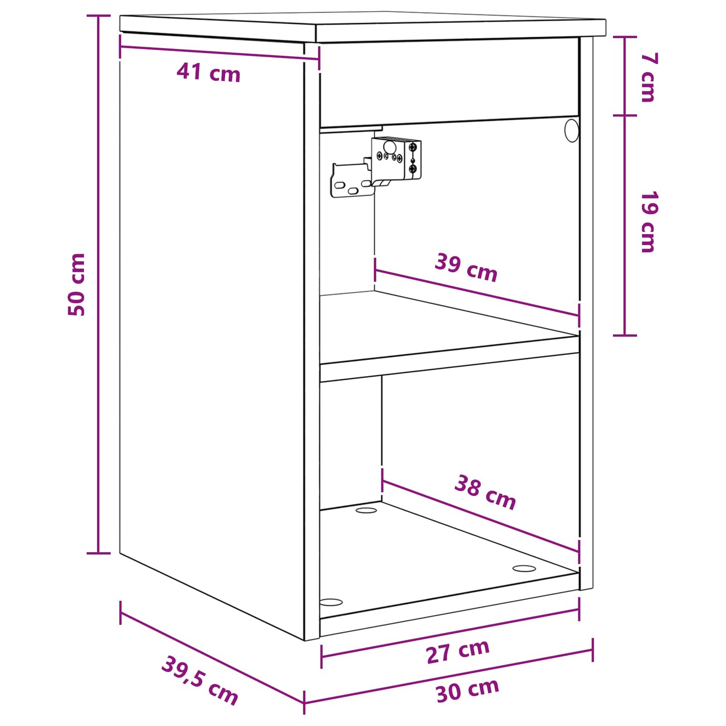 Baderomsskap I mellom Betonggrå 30 x 35 x 50 cm Konstruert tre