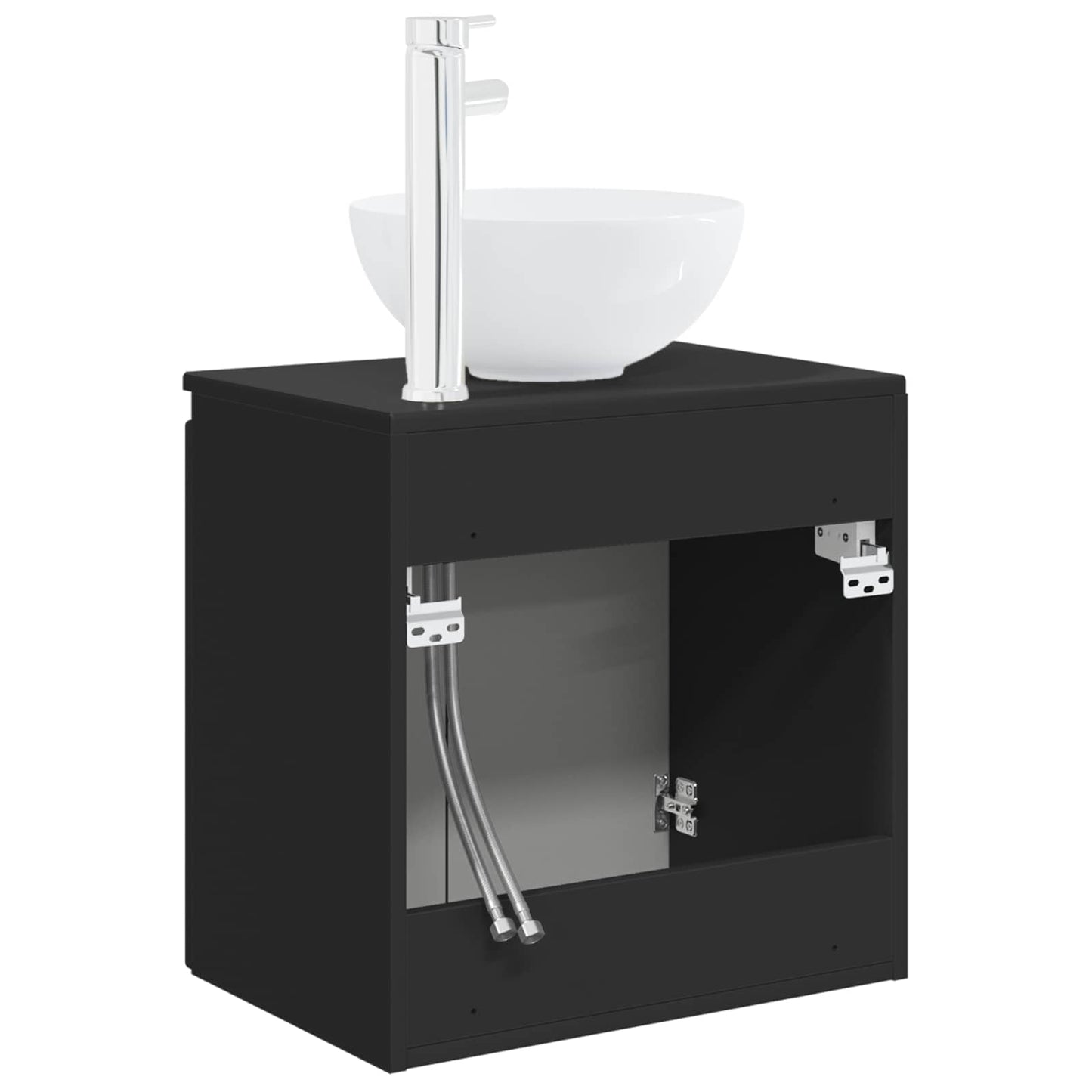 Vegghengt vaskeservant Svart 49,5 x 35 x 63 cm Konstruert tre