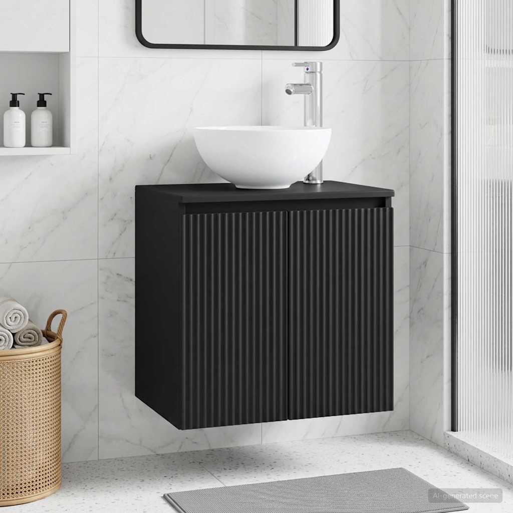Vegghengt vaskeservant Svart 49,5 x 41 x 64,5 cm Konstruert tre