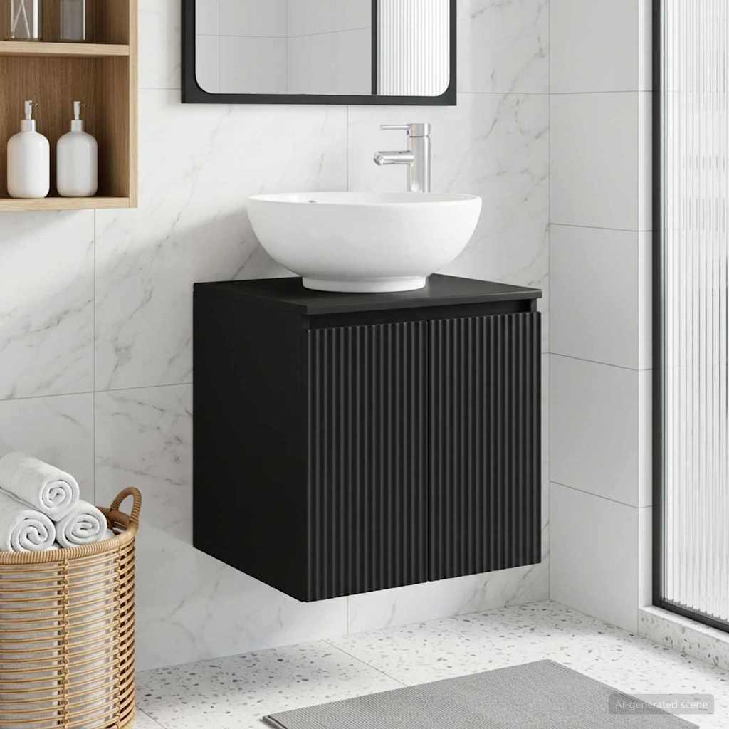 Vegghengt vaskeservant Svart 49,5 x 44,5 x 65 cm Konstruert tre