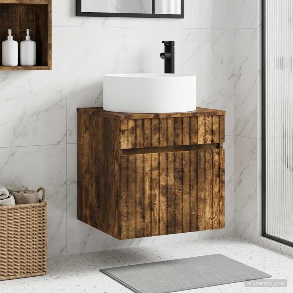 Vegghengt servantkommode Røkt Eik 49 x 44,5 x 65,5 cm