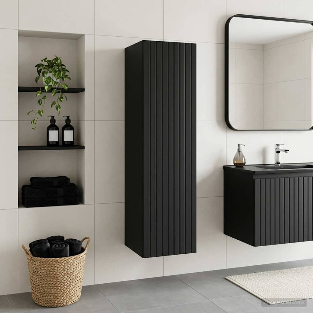 Vegghengt Badskap Svart 33 x 34,5 x 100 cm Konstruert tre