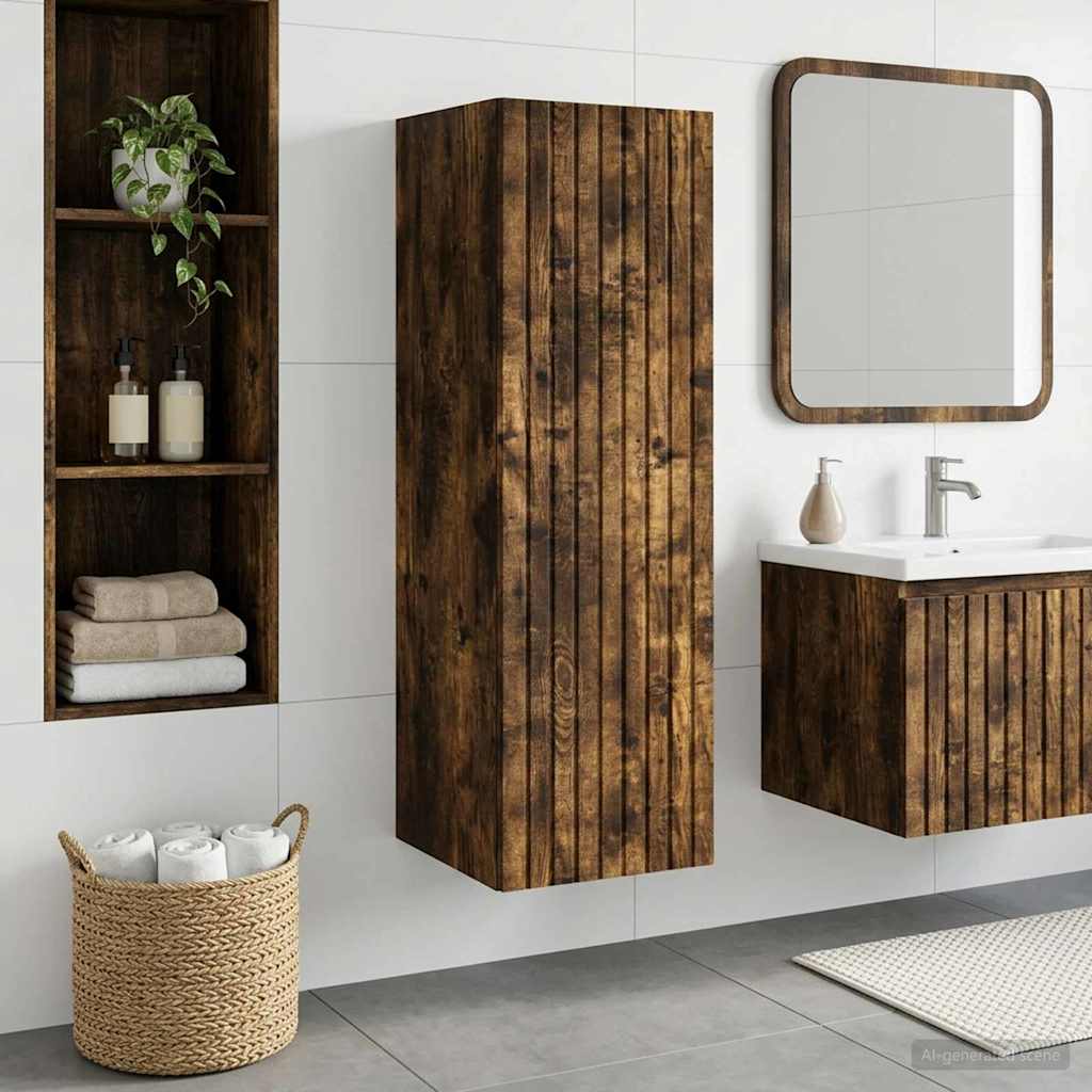 Vegghengt Badskap Røkt Eik 33 x 34,5 x 60 cm Konstruert tre